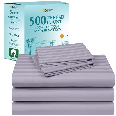 Luxury 500 Thread Count Bed Sheets Set - 100% Cotton Sateen Sheets Set, Soft, Cool & Breathable, Deep Pocket by California Design Den