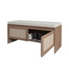 Homy Casa Storage Bench with Cane Front and Upholstered Cushion for Entryway or Living Room, Walnut - 2 of 4