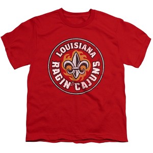 University Of Louisiana At Lafayette Distressed Primary Logo Kids T-Shirt For Youth Red - 1 of 4