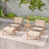 Costway 1/2 PCS Teak Wood Ottoman Footstool with Braided Rope for Living Room Bedroom Office - 2 of 4