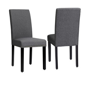 Tangkula 2-Piece Upholstered Linen Fabric Dining Chairs with High Backrest & Padded Seat - 1 of 4