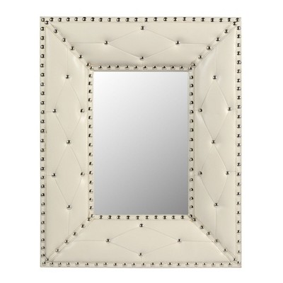 AZL1 Life Concept Decorative Wall Mirror with Rectangle Shape Rivet Decoration for Bedroom Living Room Vanity Entryway, White, 28.4"*24"*4.6"