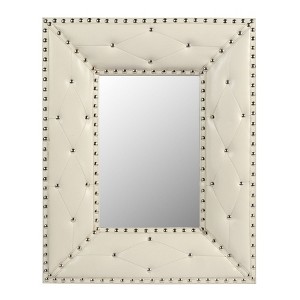 AZL1 Life Concept Decorative Wall Mirror with Rectangle Shape Rivet Decoration for Bedroom Living Room Vanity Entryway, White, 28.4"*24"*4.6" - 1 of 4