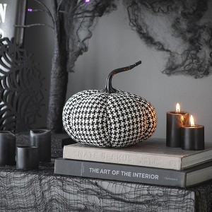 Whisen Fabric Pumpkin Decor, Holiday Halloween Decoration - Black & White - 1 of 4
