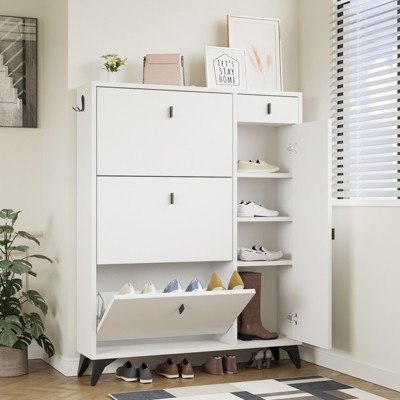 ELECWISH Slim Freestanding Shoe Storage Cabinet 22 Pair Shoe Rack Organizer with 3 Flip Drawers for Entryway