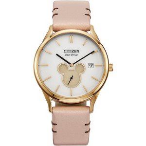 Citizen Disney Eco-Drive Unisex Watch, Stainless Steel with Leather Strap, Mickey Mouse - 1 of 4