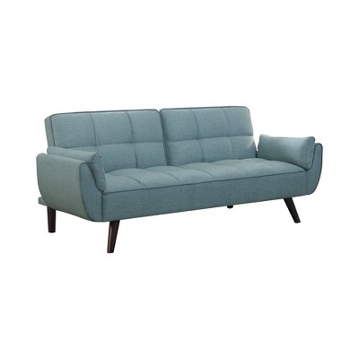 Tufted Stitching Fabric Sofa Bed with Splayed Legs Blue - Benzara