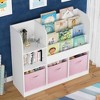 MAYEERTY Bookshelf and Bookcase, Multifunctional Bookcase with 3 Collapsible Fabric Drawers, Bookcase Display Stand for Bedroom Playroom White Pink - 4 of 4
