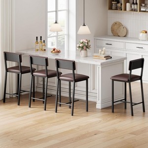 Nasitip 4PACK Bar Stools Set, Counter Height Bar Stools with Backrest and Footrest,for Dining Room - 1 of 4