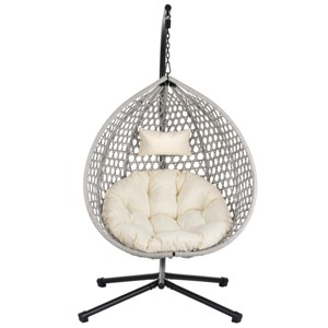 Patio Swing Egg Chair With Stand,PE Rattan Egg Chair,Hanging Basket Chair,Hammock Chair -Maison Boucle - 1 of 4