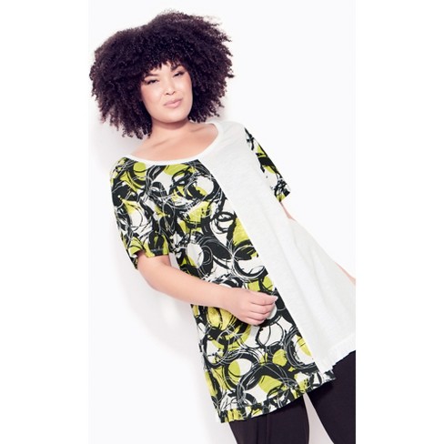 New VOCAL Womens PLUS SIZE CRYSTAL MULTI SUBLIMATION TUNIC SHIRT 1X 2X 3X  USA