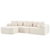 Dovelina Teddy Fabric Foam-Filled Sleeper 3-Seat Sofa,Modern Comfy Upholstered Sofa L-Shape Couches with Soft Pillows - 3 of 4