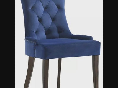 Green Velvet Upholstered Side Chair with Espresso Wood Legs