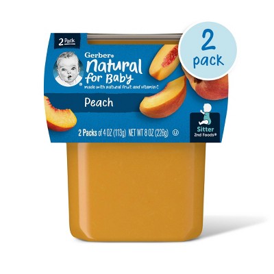 Image of Gerber Sitter 2nd Foods Peach Baby Meals Tubs - 2ct/4oz Each