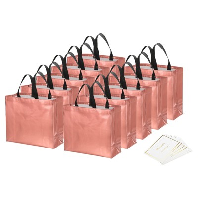 Unique Bargains Reusable Non-Woven Metallic Shiny Finish Gift Goodie Bags 12 Pcs