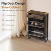 Slim Shoe Cabinet with 2 Flip Drawers &1 Drawer, Narrow Wall Hidden Shoe Cabinet, Freestanding Shoe Rack Storage Cabinet Organizer for Hallway Brown - 3 of 4