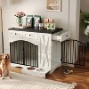 ORRD GO 43.3" Farmhouse Dog Crate with Drawers and Feeder, Wooden Dog Kennel End Table for Medium Large Dogs, White - 2 of 4