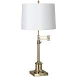 360 Lighting Traditional Swing Arm Desk Table Lamp Adjustable Height 36" Tall Antique Brass White Hardback Drum Shade Living Room Bedroom
