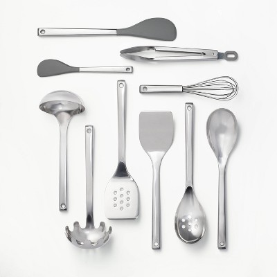 5pc Stainless Steel/silicone 5pc Mini Kitchen Utensil Set Dark Gray -  Figmint™ : Target