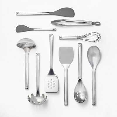 4pc Stainless Steel/nylon Kitchen Utensil Set Dark Gray - Figmint™ : Target