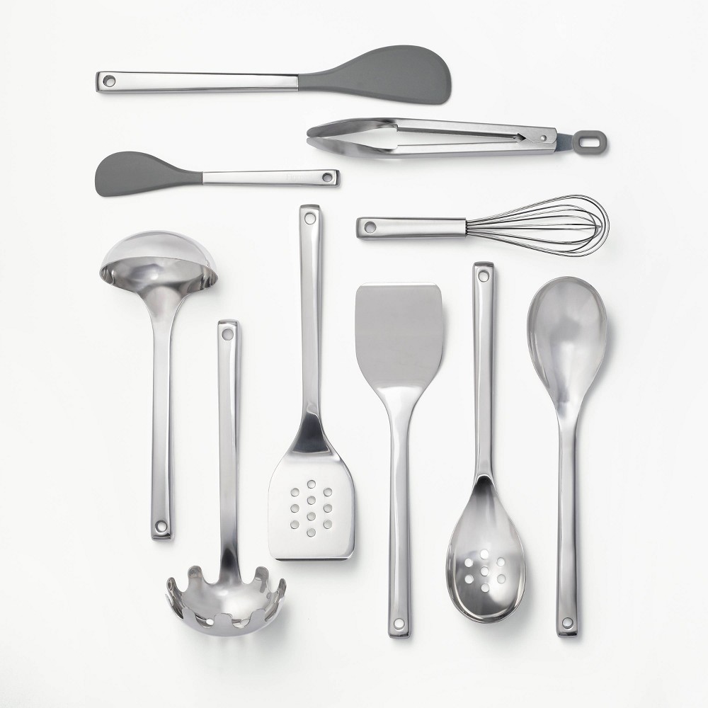 Photos - Other Accessories 10pc Stainless Steel Kitchen Utensil Set Silver - Figmint™