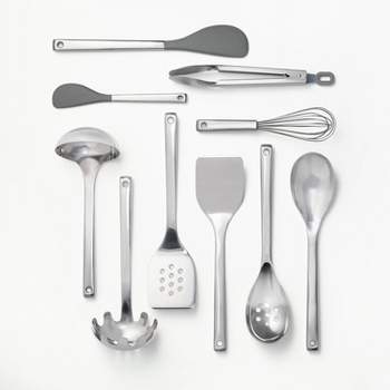 10pc Stainless Steel Kitchen Utensil Set Silver - Figmint™