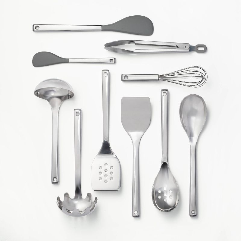 10pc Stainless Steel Kitchen Utensil Set Silver - Figmint&#8482;, 1 of 5