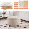Ottoman with Storage,Foot Rest Round Bag Floor Chair for Bedroom or Entryway in Light Coffee - 3 of 4