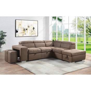 103" Acoose Sectional Sofa Brown Fabric - Acme Furniture