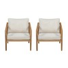 Acacia Wood Outdoor Club Chairs Set of 2, Weather Resistant Patio Lounge Slat Back Chairs with Cushions-3irtyhousy - 3 of 4