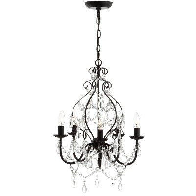 17" LED Crystal Maura Chandelier Black - Jonathan Y