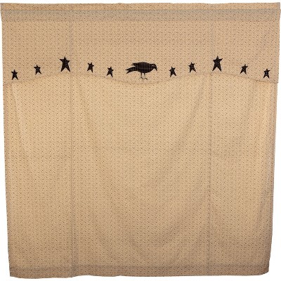 Kettle Grove Shower Curtain with Attached Applique Crow and Star Valance 72x72 VHC Brands