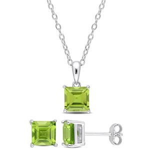 EVERLY JEWELRY | Sterling Silver Created Gemstone and Multiple Gemstones 2-Piece Set of Pendant with Chain and Earrings. - 1 of 3