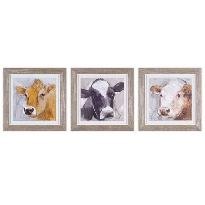 Melrose Framed Cow Print (Set of 3)