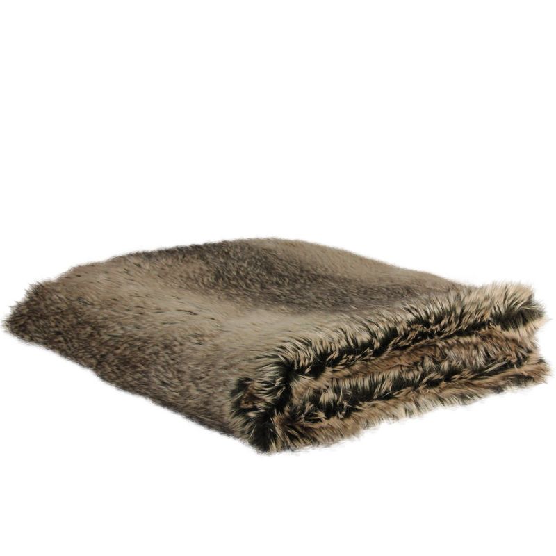 Northlight 50" x 60" Faux Fur Plush Throw Blanket - Brown, 3 of 4