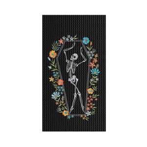 C&F Home Halloween Dance Black Cotton Waffle Weave Dishtowel - 1 of 4