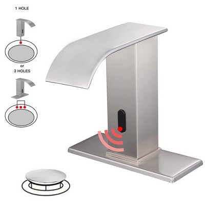 BWE Battery Powered Touchless Single Hole Bathroom Faucet Sensor Deck Mount With Drain Kit