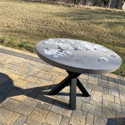 Goleta Round Concrete Iron Dining Table White Christopher Knight Home Patio Weather resistant 4 seater Target