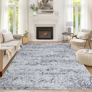 Living Room Rug Washable, Soft Vintage Damask Distressed Large Area Rugs for Bedroom Boho Abstract Indoor Floor Carpet, Low Pile Non-Slip - 1 of 4