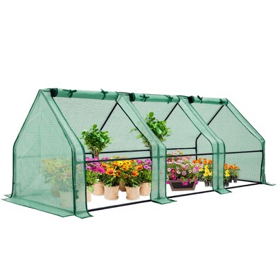 EAGLE PEAK Tunnel Greenhouse,Zipper Doors,Green PE Cover