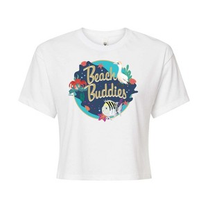 Women's - Disney - Beach Buddies Cropped Graphic T-Shirt - 1 of 4
