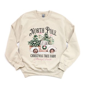 Simply Sage Market Women's Graphic Sweatshirt North Pole Tree Farm - 1 of 4