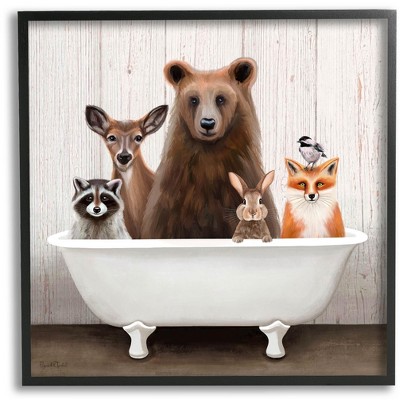 Stupell Industries Woodland Creatures Antique Bathtub Framed Giclee Art