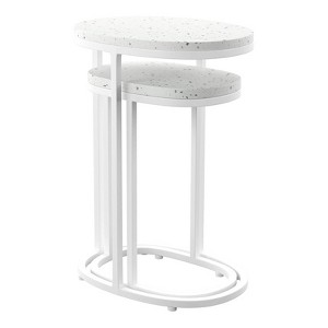 SEI Furniture Vicanno Terrazzo Outdoor Nesting Tables in White - 1 of 3