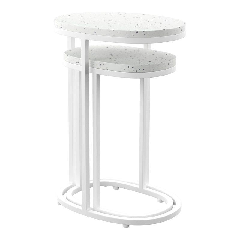 SEI Furniture Vicanno Terrazzo Outdoor Nesting Tables in White, 1 of 4