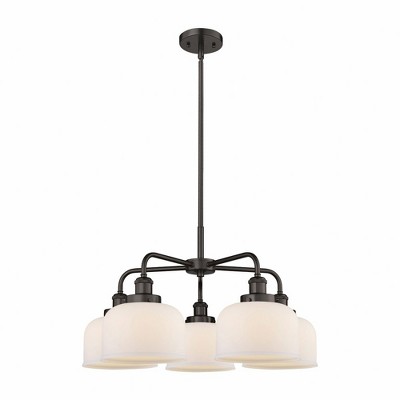 Bell - 5 Light Stem Hung Chandelier In Art Deco Style-14.75 Inches Tall and 26 Inches Wide