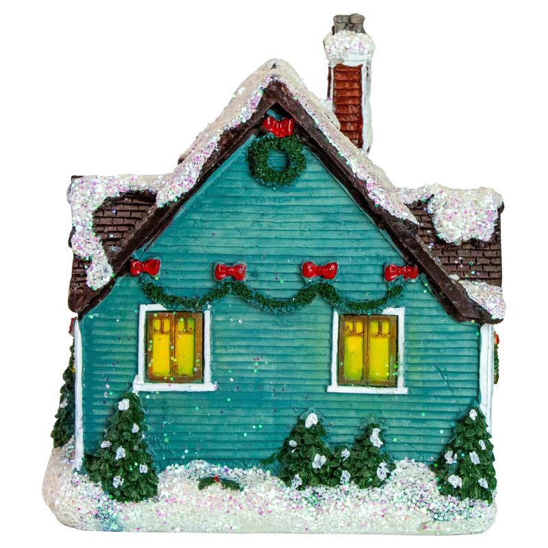Northlight 5.5" Green LED Lighted Snowy House Christmas Village Decoration, 5 of 6