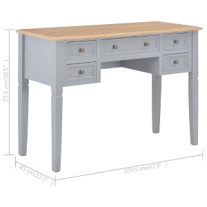 Writing Desk Gray MDF 43.1 in length, 17.7 in width, 30.5 in height - 1 of 4
