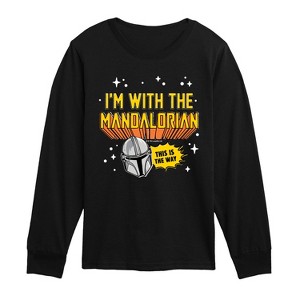 Boys' - The Mandalorian - Im With Mando Long Sleeve Graphic T-Shirt - 1 of 3