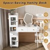 BDELITE Vanity Dressing Table with LED Mirror & Storage，3 Drawers, 2 Open Shelves & 4 Hidden Cabinets-39.37*15.75*46.85 inch - 4 of 4